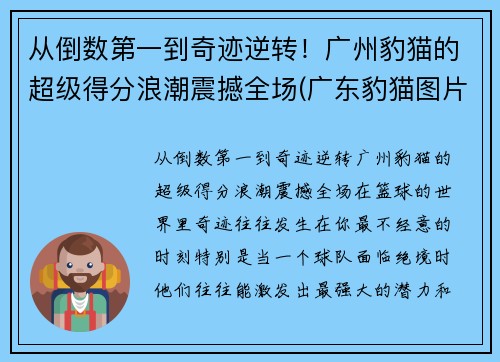 从倒数第一到奇迹逆转！广州豹猫的超级得分浪潮震撼全场(广东豹猫图片)